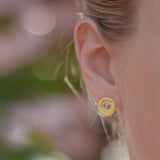 Small spiral & raw diamond earrings