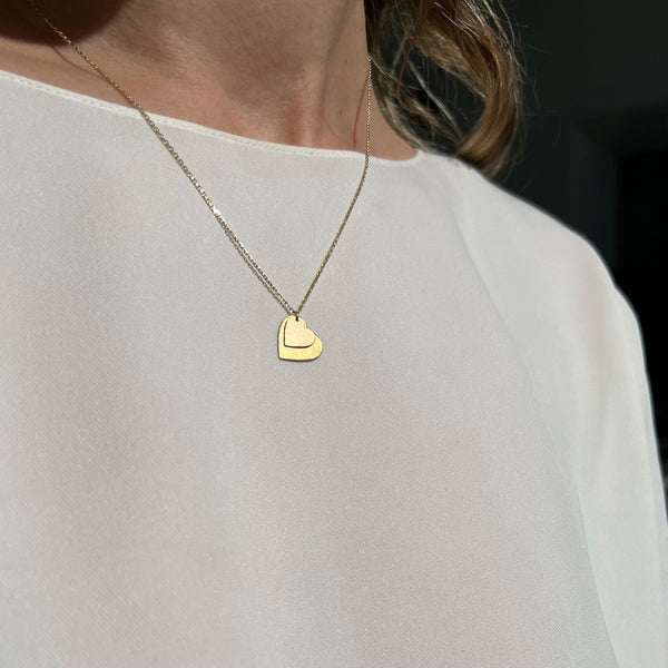 Tipsy Double Heart Necklace in Reclaimed 14k Gold