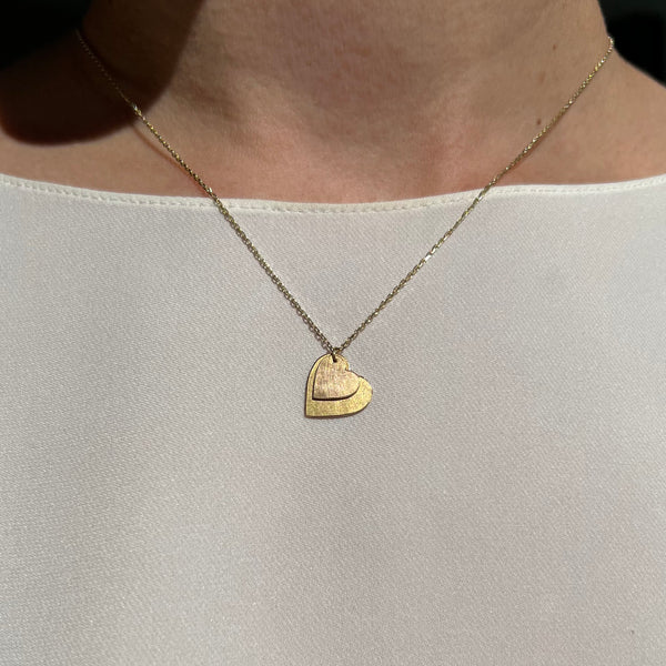 Tipsy Double Heart Necklace in Reclaimed 14k Gold