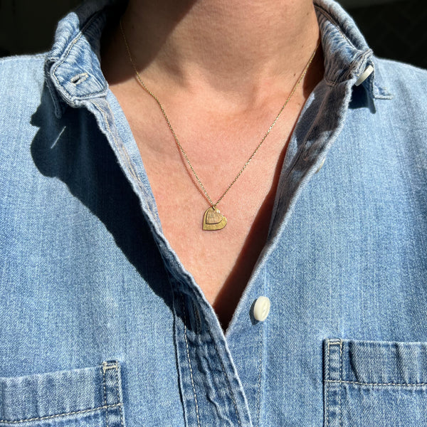 Tipsy Double Heart Necklace in Reclaimed 14k Gold