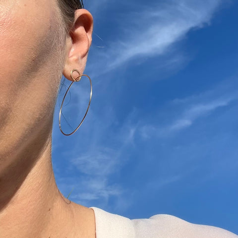 Large Single hoop earrings, 10k gold