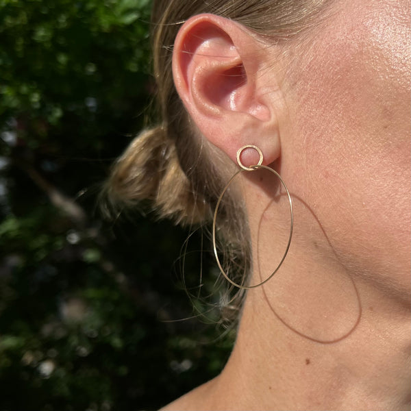 Large Single hoop earrings in 10k gold