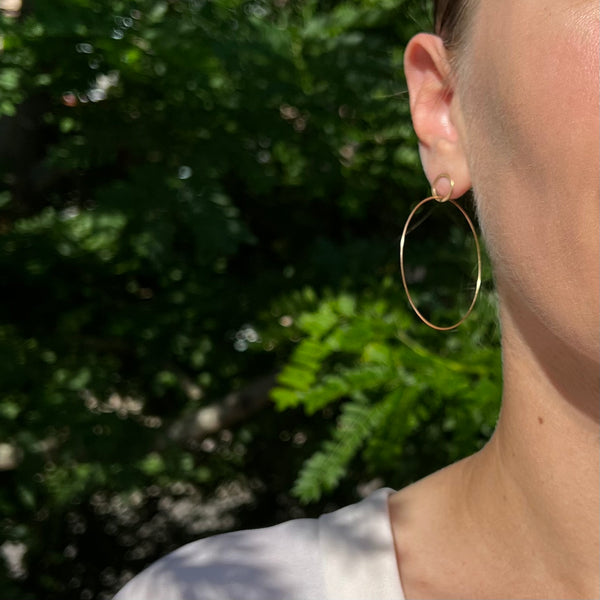 Large Single hoop earrings, 10k gold