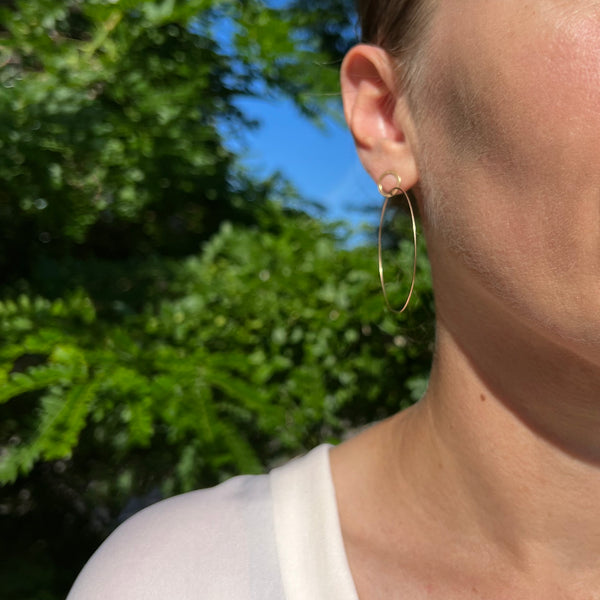 Large Single hoop earrings, 10k gold