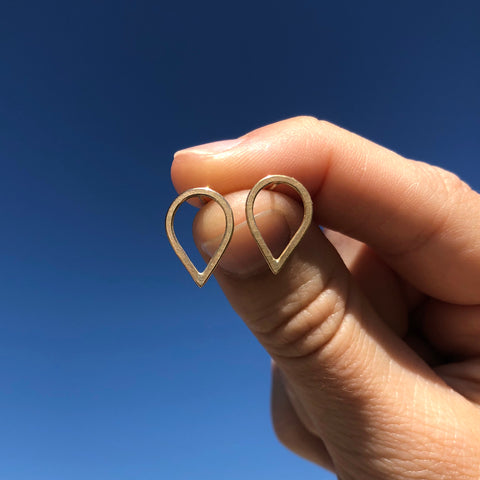 Small droplet earrings, 10k gold