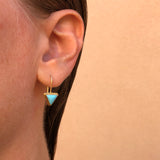 Tri Turquoise Gem Drop Earrings in 14k Gold