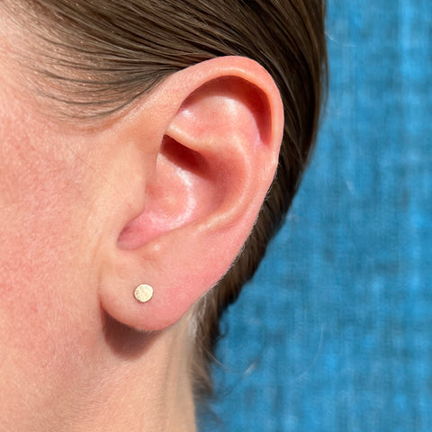 Mini disc stud earrings, single or pair