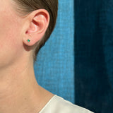 Small green chalcedony stud earrings, single or pair