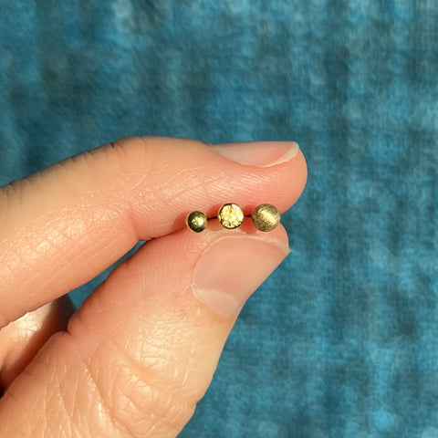 Gold dot stud earrings, single or pair