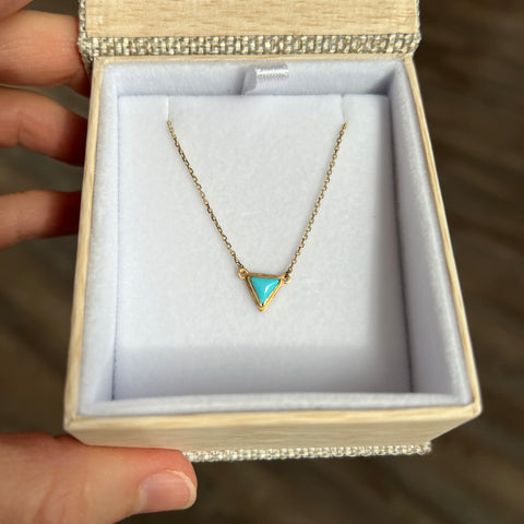 Small Triangular Turquoise Necklace in Gold