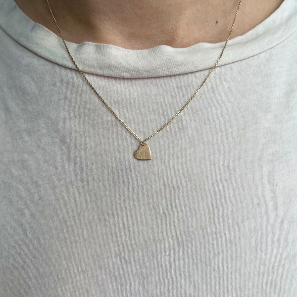 Small Tipsy Heart Necklace in Reclaimed 14k Gold