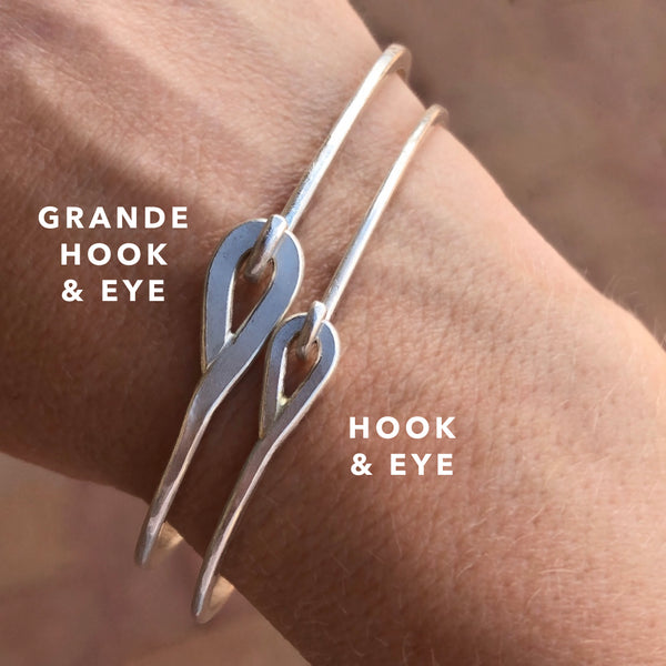 Oxidized grande sterling silver hammered hook & eye bracelet