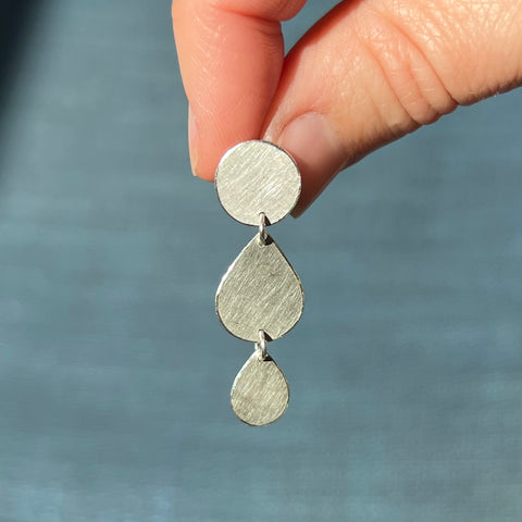 Three Drop Earrings, silver