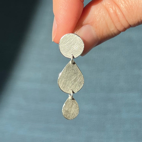 Three Drop Earrings, silver