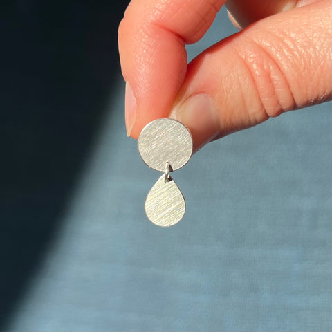 Tiny Drop Earrings, silver