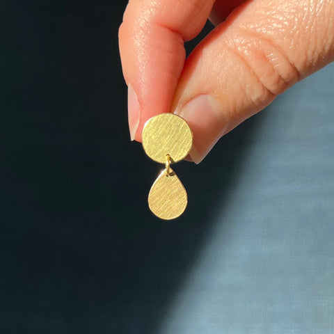 Tiny Drop Earrings, gold