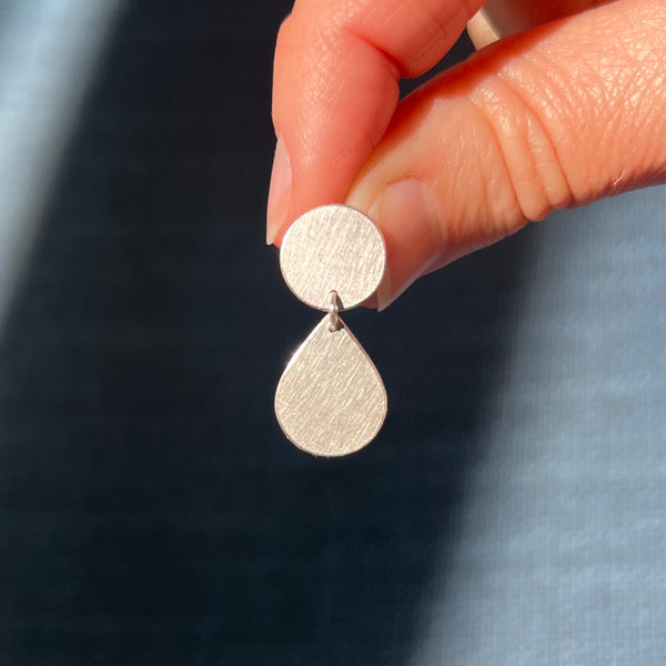 Tear Drop Earrings, silver