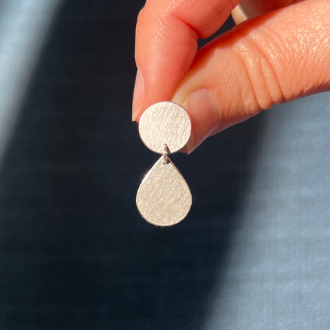 Tear Drop Earrings, silver