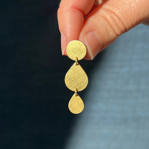 Three Drop Earrings, gold