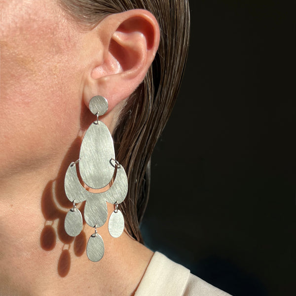 Extra Large Chandelier Earrings, silver
