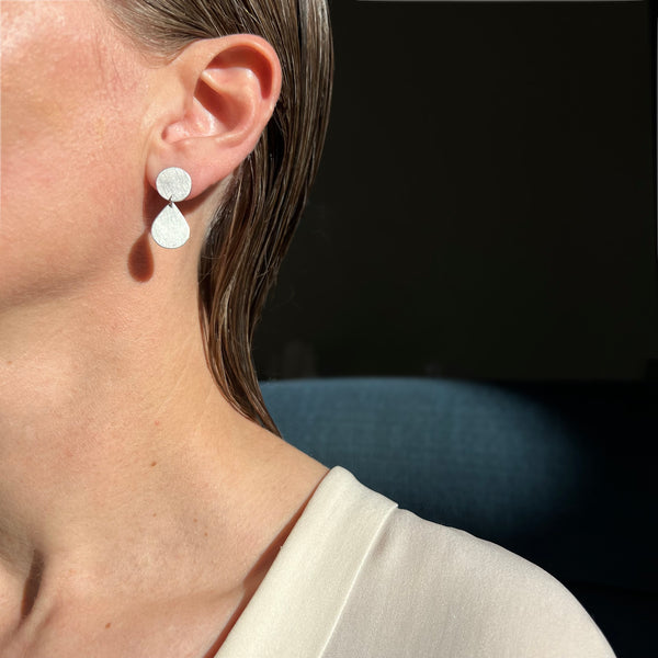 Tear Drop Earrings, silver