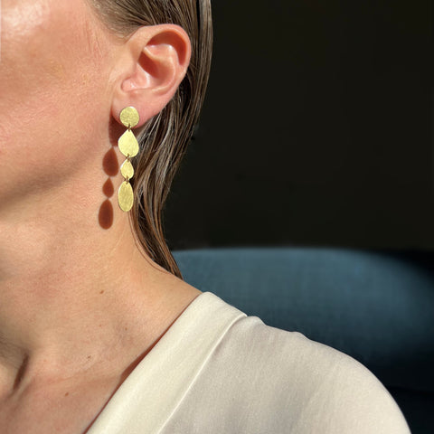 Four Drop Earrings, gold