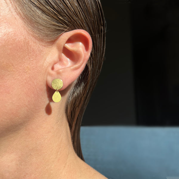 Tiny Drop Earrings, gold