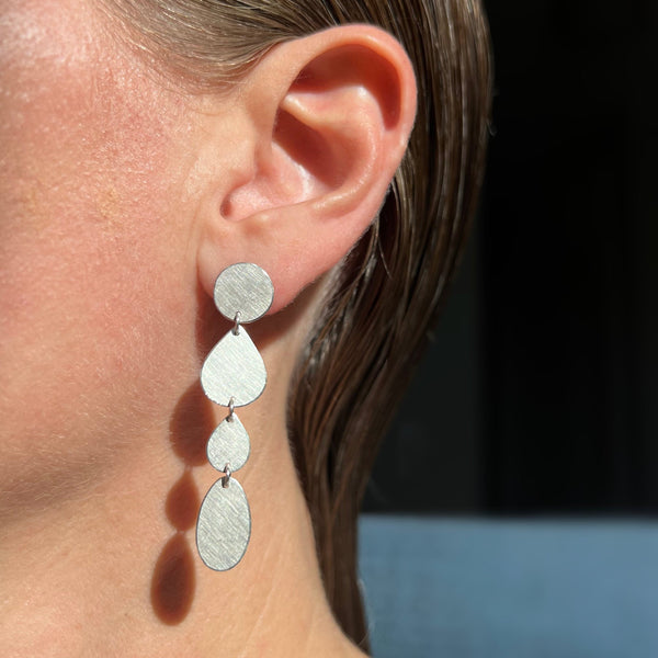 Four Drop Earrings, silver