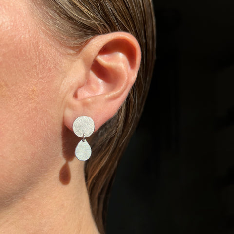 Tiny Drop Earrings, silver