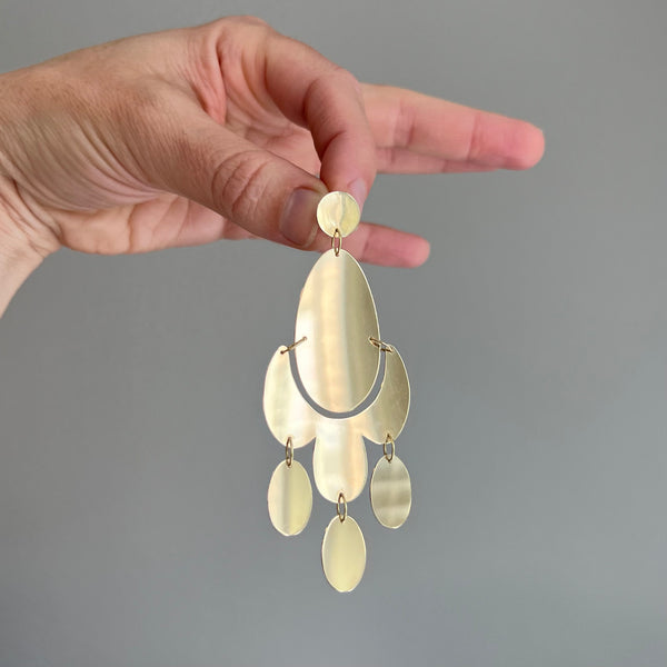 Extra Large Chandelier Earrings, gold