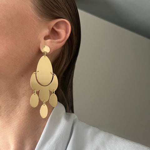 Extra Large Chandelier Earrings, gold