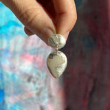 Medium Tear Drop Earrings, Silver Leaf Splash & Light Grey