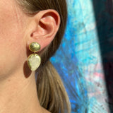 Medium Tear Drop Earrings, 18k Gold Leaf Splash & Light Grey