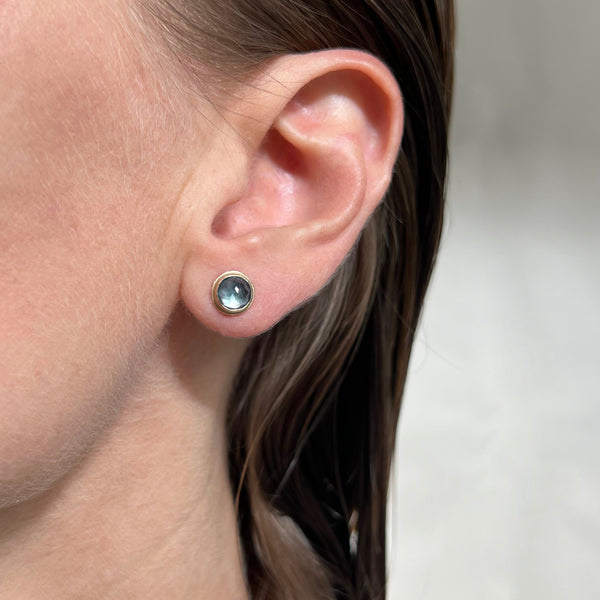 10k Swiss blue topaz stud earrings
