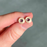10k disc stud earrings with pink stones