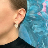 Small Circle Tri Drop Earrings, Beige