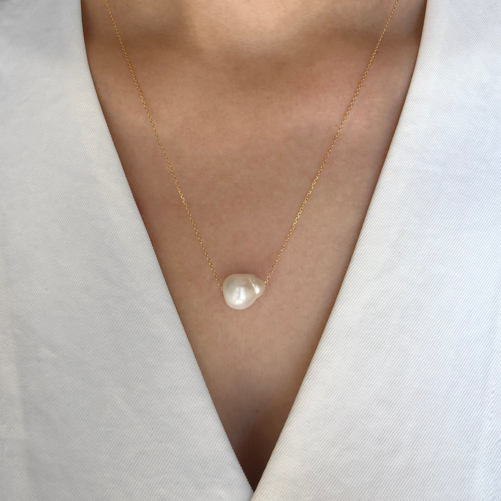 Single pearl gold clearance necklace