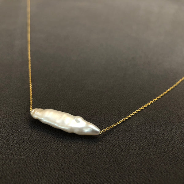 Long Baroque Single Pearl Necklace