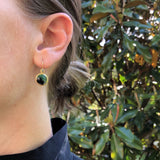 Grey Diamond & Natural Emerald Earrings