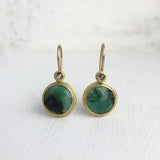 Grey Diamond & Natural Emerald Earrings