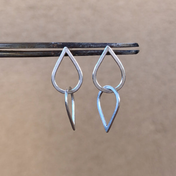 Double droplet earrings in sterling silver
