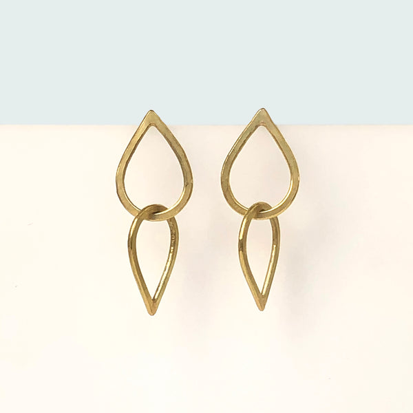 Double droplet earrings, 18k gold