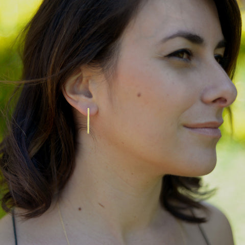 Long line studs, 18k gold