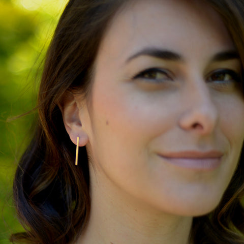 Long line studs, 18k gold