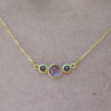 Three stone amethyst iolite necklace