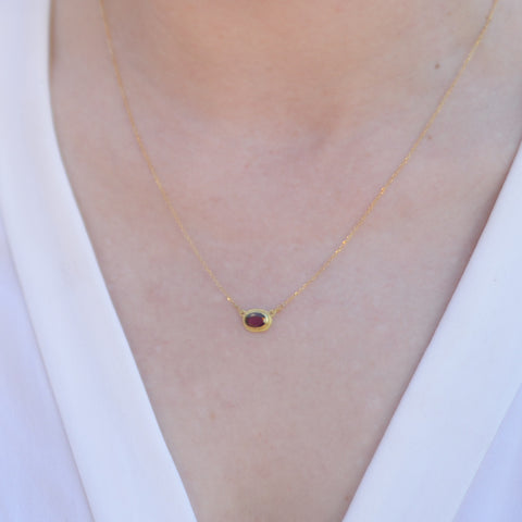 Garnet oval necklace