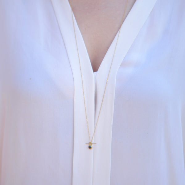 Black raw diamond convertible toggle necklace