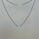 Small Triangular Turquoise Necklace in Gold and Silver