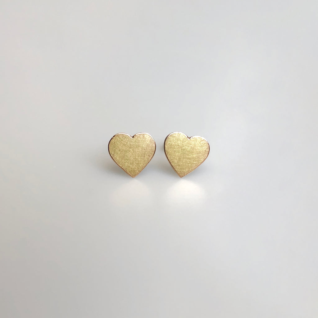 14k Gold Heart Studs