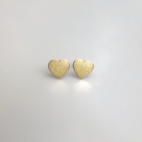 Heart stud earrings in reclaimed 14k gold, medium